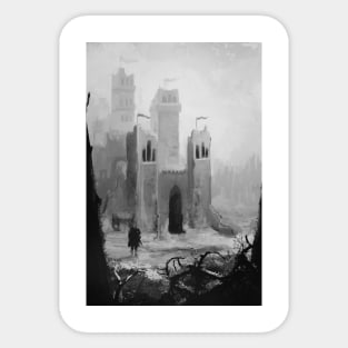 Castle in the Snow B/W Sticker